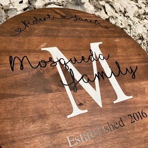 Last name Established Wooden Sign